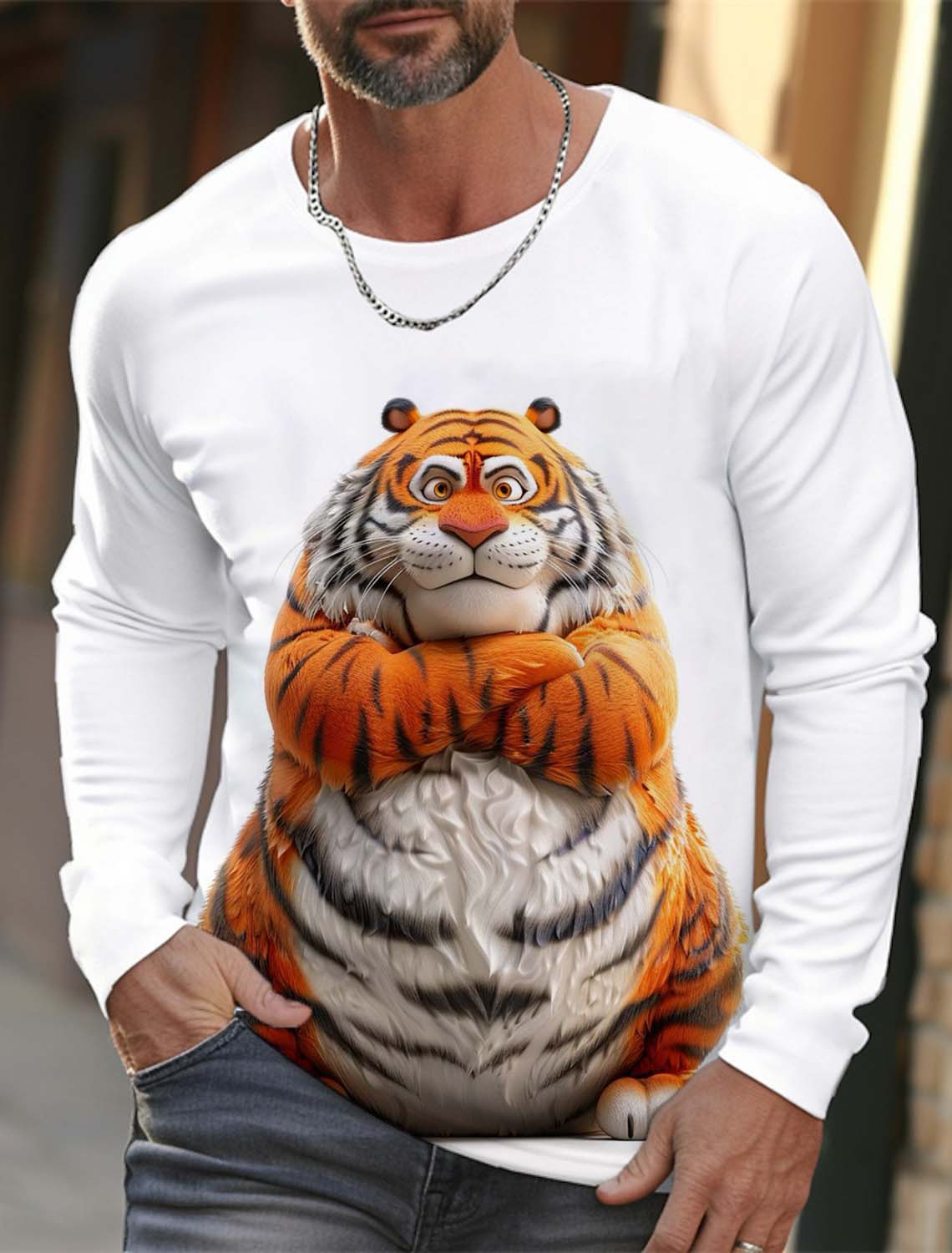 

Men s T-Shirt Fashion Animal Tiger Wolf Pattern 3D Printed Autumn Men s Long Sleeves T-Shirt Casual Oversized Pullover Tshirt 5XL