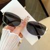 Korean Version of Fashionable New Sunglasses Female Star Travel Photo UV Protection Sunshade Tide Plain Makeup Versatile Sunglasses