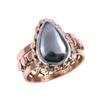 Natural Gunmetal Gemstone Two Tone 925 Sterling Silver Jewelry Ring Size 8 t6T21