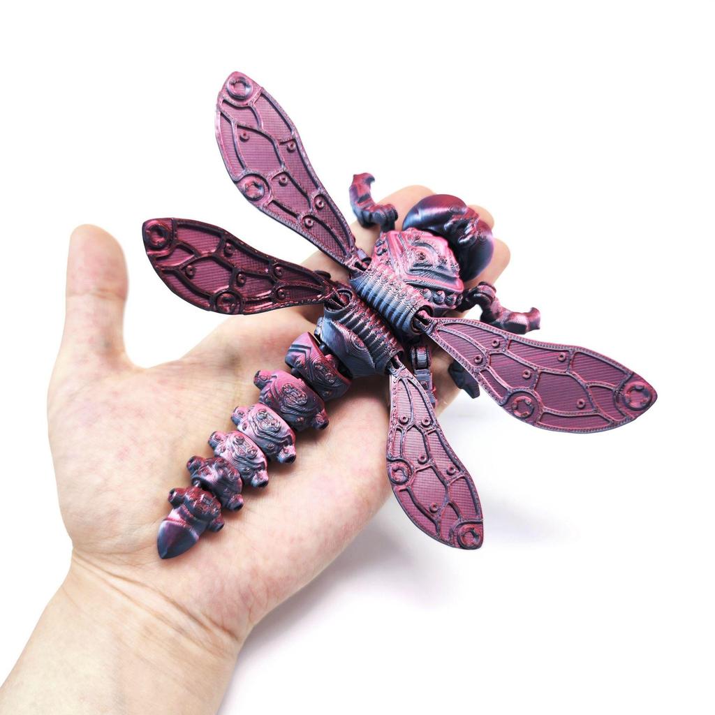 Articulated Dragonfly Figure with Movable Wings - Transformable and Realistic 3D Printed Toy Ornament Gift