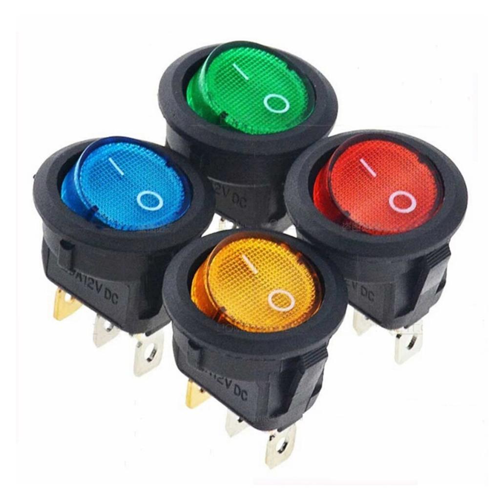 8pcs KCD1 On/Off 3-Pin 2-Position Snap 20A 12V Red LED Round Boat Rocker  with LED  Househeld DIY Replacement