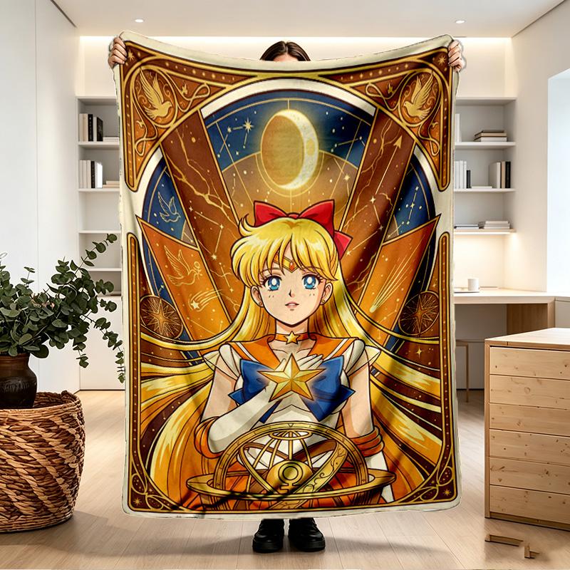 Koc z nadrukiem Sailor Moon - Miękki i wygodny, do sypialni, na podróż, na sofę, do dekoracji domu - Prezent urodzinowy, świąteczny dla przyjaciela
