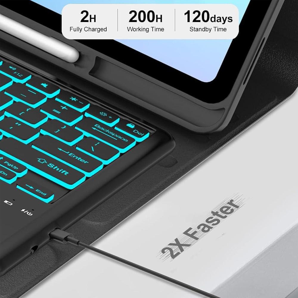 Case for Samsung Galaxy Tab S10 FE Plus 13.1 lnch,Detachable 7-color Backlit Keyboard for Tab S10 FE+13.1" with Pencil Holder