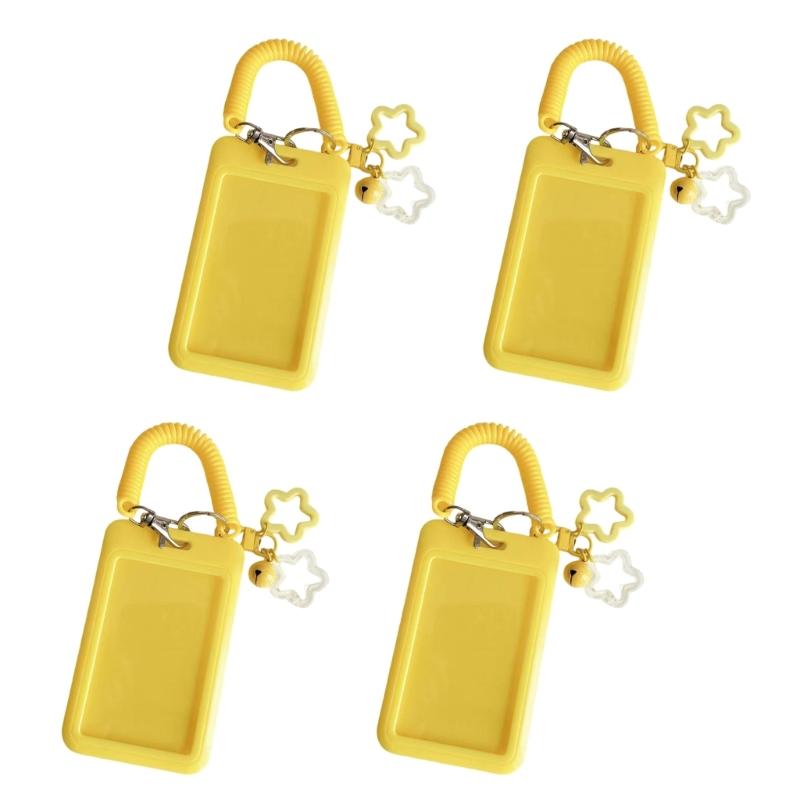 

4Pcs Plastic Star Shaped Keychain with Card Holder Slot Secure Attachment Lightweight for Keys Cards Portable Design жёлтый