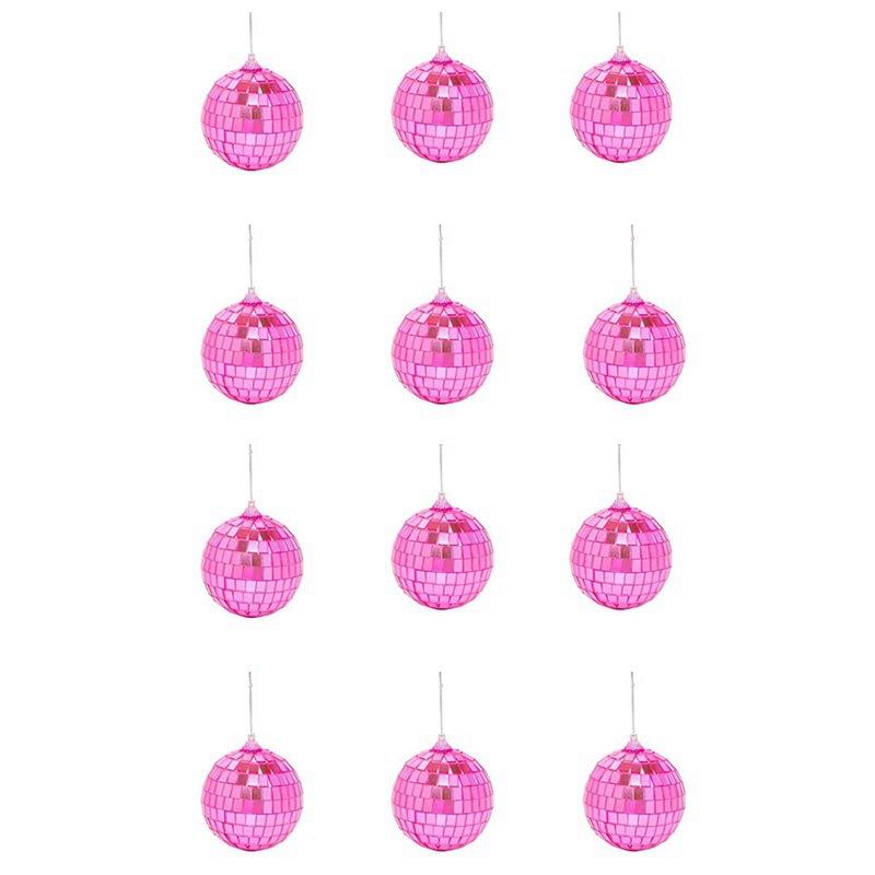 12Pcs 3cm Mirror Ball Disco Ball Stage Light Reflective Rotating Bright Silver Glass Ball Wedding Party Christmas Home KTV Decor