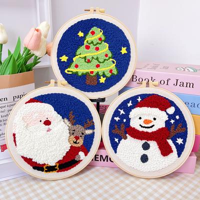 Poke Poke Embroidery Christmas Series Handmade Diy Embroidery Material Pack Poke Poke Le Christmas Pendant Christmas Decoration