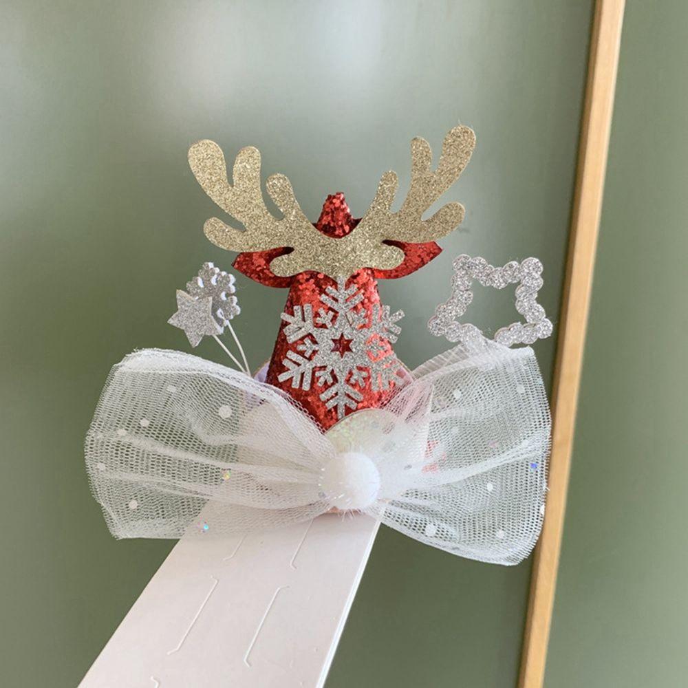 Zinc Zinc Alloy Bow Korean Style Headwear Christmas Hat Hairpin Christmas Hair Clip Kids Hair Accessories