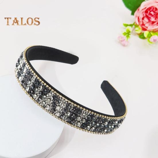 Retro Wide Hair Hoop Shiny Rhinestones Inlaid Lightweight Headband Bright Color Hairband Hair Accessories