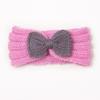 Autumn and winter warm children's contrasting color knitted wool hair accessories, baby solid color bow headscarf, baby headband