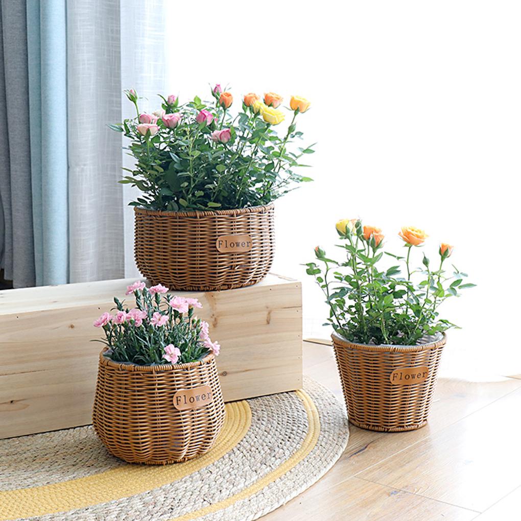 Woven er Basket Rattan Braided Succulent Storage Garden Plant Pot Manual Fruit Organizer Wedding Party Ornaments