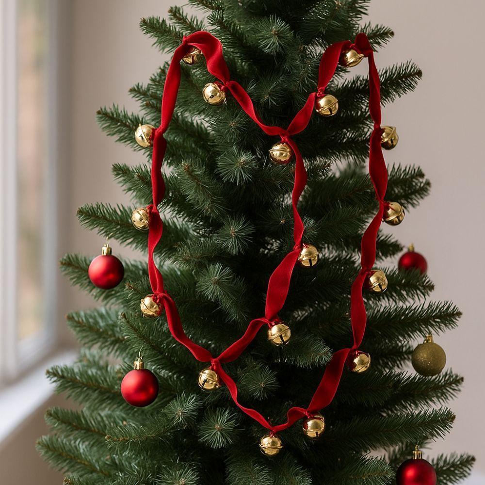 2.7m Ribbons Bell Pendants Iron Bell Xmas Tree Hanging Bells  Festive Atmosphere