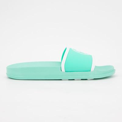 Gavy Water Green Mules with White Trim for Women