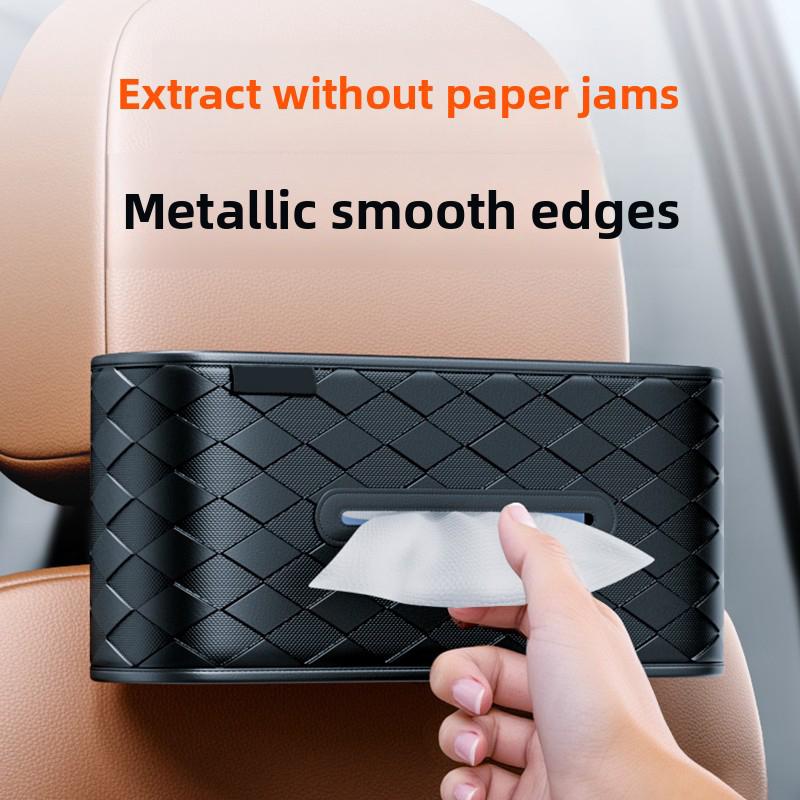 Car Tissue Holder Back Seat Leather Auto Center Console Armrest Napkin Box Universal Backseat Tissue Case Interior Accessories