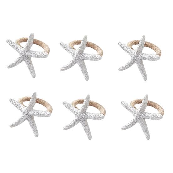 

6Pcs Coastal Starfish Napkin Rings Rustic Starfish Summer Holiday Napkin Holders Seaside Party Napkin Rings for Beach House 6pcs B