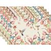 1PC Spring Floral And Bird Design Placemats, 30x40CM Linen Rectangular Table Mats, Hand Washable Woven Decor For Kitch