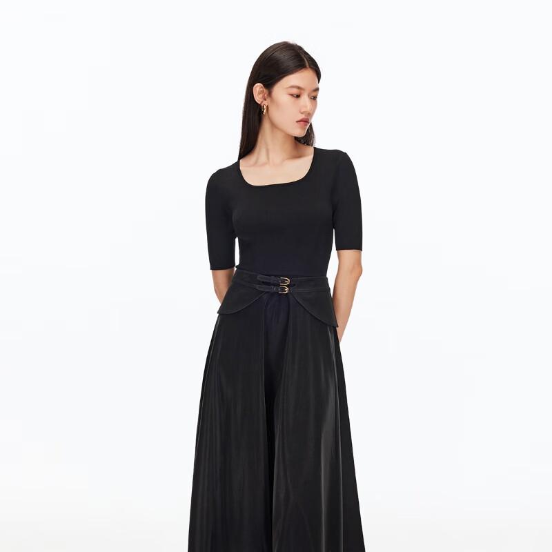 VEROMODA 2025 Fall A-Line Midi Dress with Detachable Waist Belt & Five-Quarter Sleeves