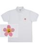 GRAVER [Unisex] Pink Flower Dot Embroidered Pique Short Sleeve T-Shirt_White