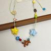 Acrylic star button wood chip bear pendant necklace colored dopamine niche light luxury fashion versatile items