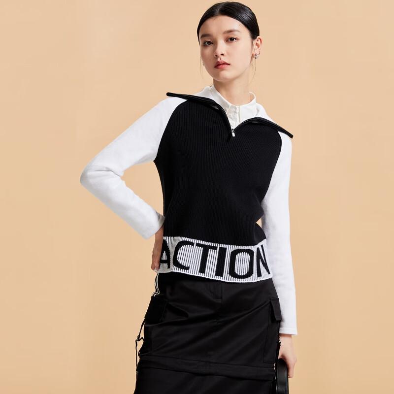 

VEROMODA Women s Color-Block Raglan Zipper High-Neck Sweater S