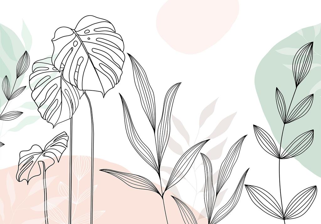 Wallpaper - Leaves In Pastels