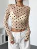 Sexy Mesh T Shirt For Women With Polka Dot Pattern And Long Sleeves For Streetwear Fashion