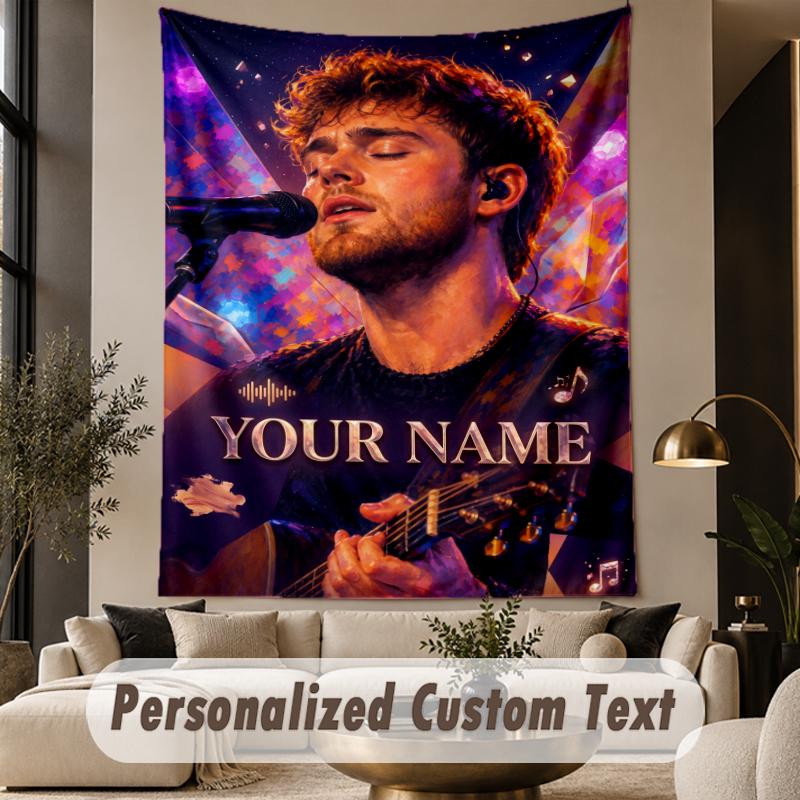 Custom Text Printed Tapestry Alex Warren Pattern Large Wall Hanging Indoor Room Decor