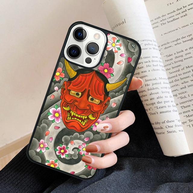 Japanese Oni Hannya Demon Mask cool Phone Case Back Cover for iPhone 17 Air 16 15 14 13 11 12 Pro Max Plus Coque