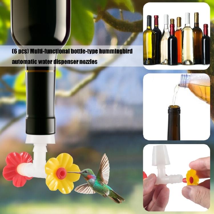 6PCS Hummingbird Feeders Tube Set Leak Resistant Tapered Stopper Flower Tip Feeders Nozzles for Outdoor Garden Yard Use