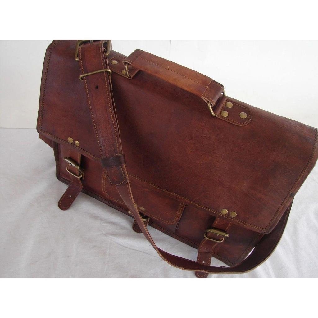 Genuine Men's Vintage Brown Shoulder Laptop leather bag Leather Messenger Bag