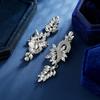 Retro Palace Ear Clips Big Luxury Rhinestone Bridal Earrings Elegant Sparkling Crystal Hanging Drop Party Wedding Jewelry Gift