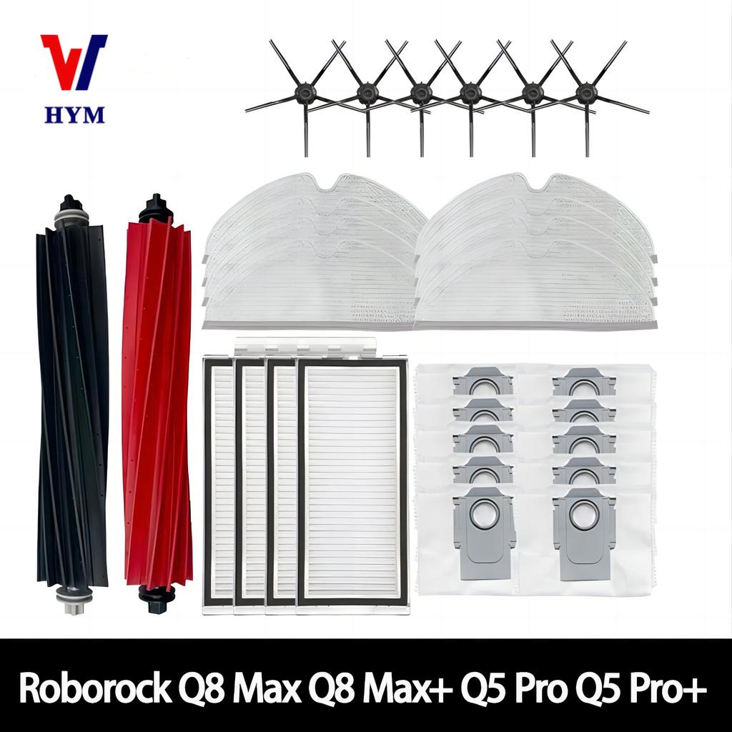 Roborock Q5 Pro+ Q8 Max Q8 Max+ Q5 Pro Robot vacuum cleaner Accessories Main Brush Hepa Filter Mop Dust Bag Replacement Parts
