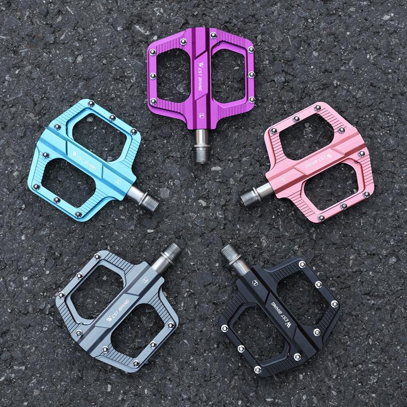 WEST BIKING Bicycle 3 Bearings Pedal Multicolor Lightweight Anti-Slip Flat Pedals Aluminum Alloy Road Bike Pedal BMX MTB Parts