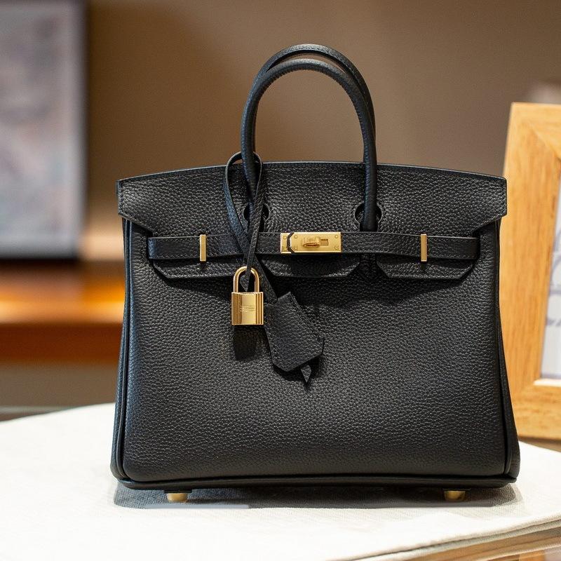 Gold buckle silver buckle top layer cowhide togo leather platinum bag (togo-2530BK)