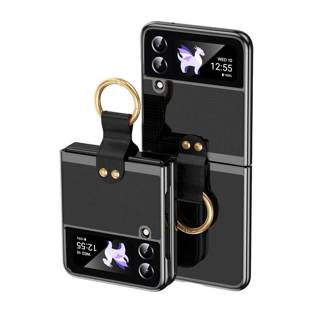 Luxusní galvanizovaný kryt s držákem prstenu pro Samsung Galaxy Z Flip 3 Z Flip 4 Pouzdro Tvrdý Slim Nárazuvzdorný Kryt na telefon pro Z Flip 3 4