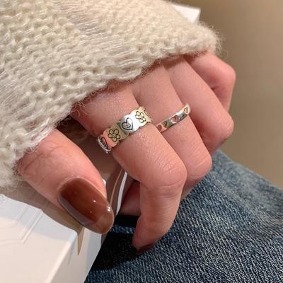 Personalized Flower Love Smiley Face Ring Cold Wind Ring New Product