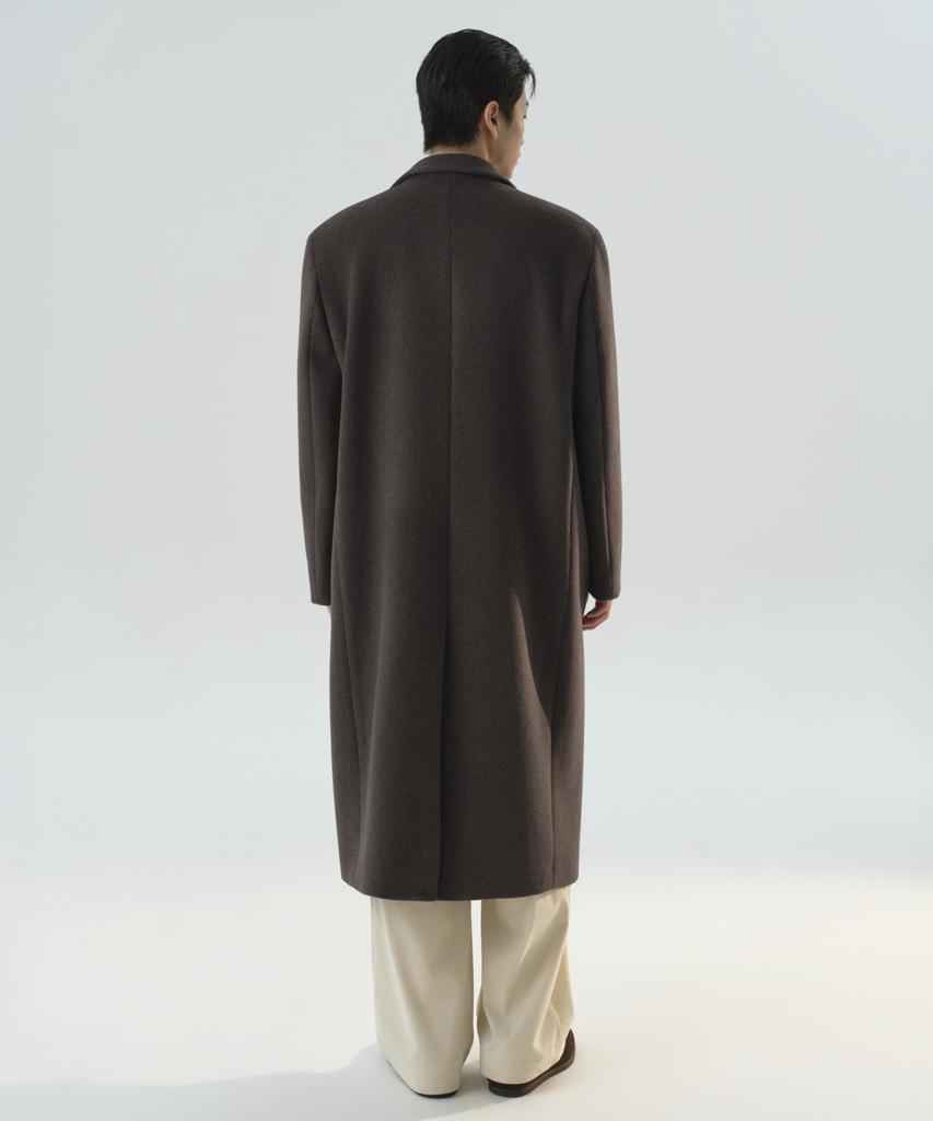 MUSINSA STANDARD Cashmere Blend Daddy Shoulder Single Long Coat [Heather Brown]