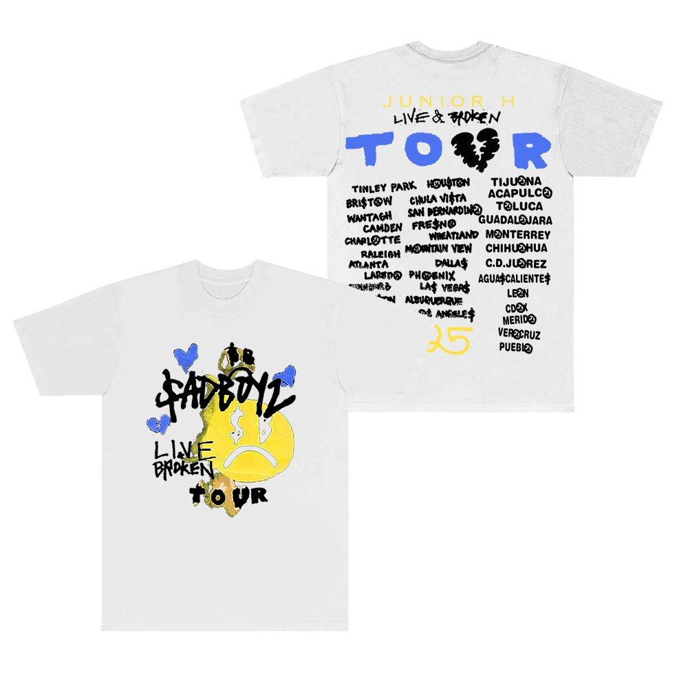 Junior H Sad Boyz Live And Broken Tour TShirts Women Unisex Fashion Short Sleeve Tee