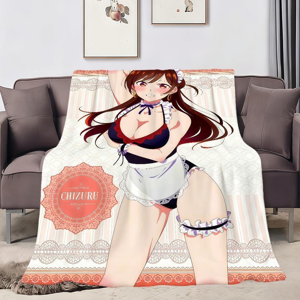 Anime Fanart Girl M-Mizuhara Chizuru Flannel Soft Warm Plush Blanket Sofa Living Room Pet Hogar Bedroom Gift Home Car Portable