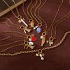 Retro Fish Boots Flower Loop Necklace with Multiple Pendants DIY Boots Love Pearl Plated 18K Gold Color Preserving