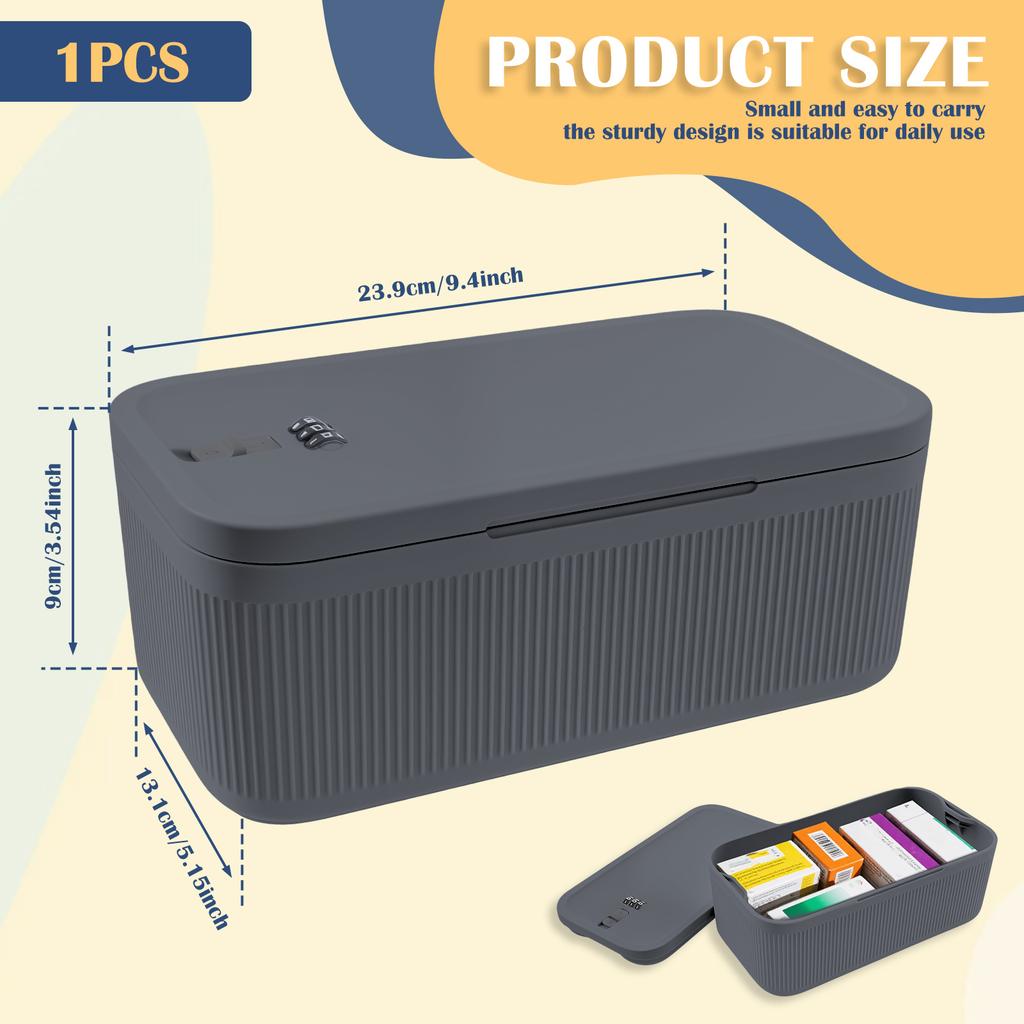 Medication Password Locking Box Versatile Safe Small Lockable Storage Box for Home Office Travel Medicine and Food Organizer