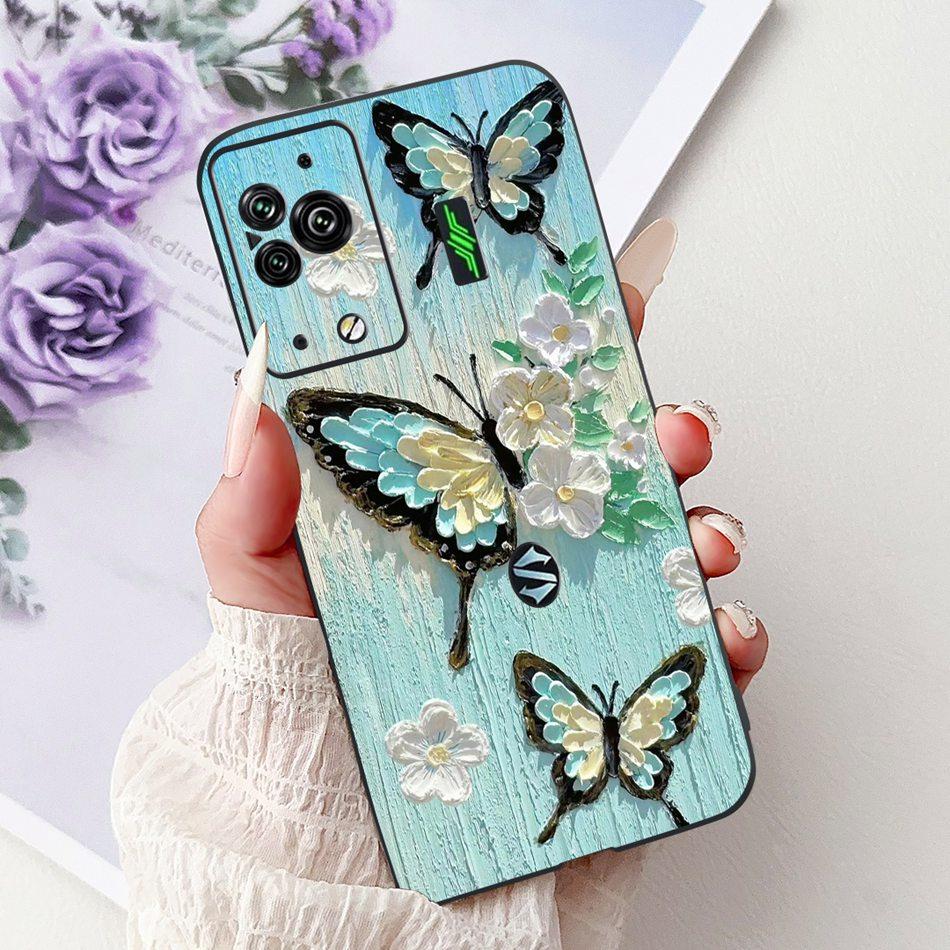 Per Xiaomi Black Shark 5 Pro Shark5 Custodia per Telefono Black Shark 5 5Pro Elegante Floreale Gatto Dipinto Morbido Silicone TPU Custodie