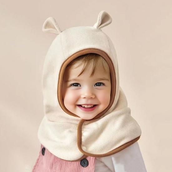 2 In 1 Toddler Winter Hat Balaclava Windproof Warm Fleece Baby Hooded Scarf with Ear for Toddlers Boys Girls