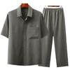 Men's Cotton Linen Short Sleeve Shirt & Suit Set - Casual Summer Wear for Middle-Aged and Elderly