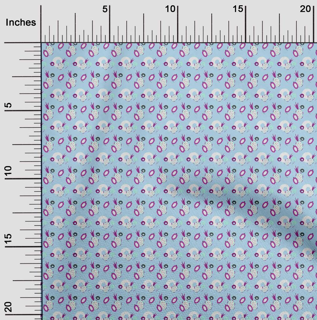oneOone Cotton Flex Light Blue Fabric Fruits Pineapple Diy Clothing Quilting Fabric Print Fabric By Yard 40 Inch