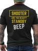Zabawna koszulka męska do strzelectwa sportowego z napisem Are You Ready Standby BEEP na plecach, koszulka na zawody IPSC