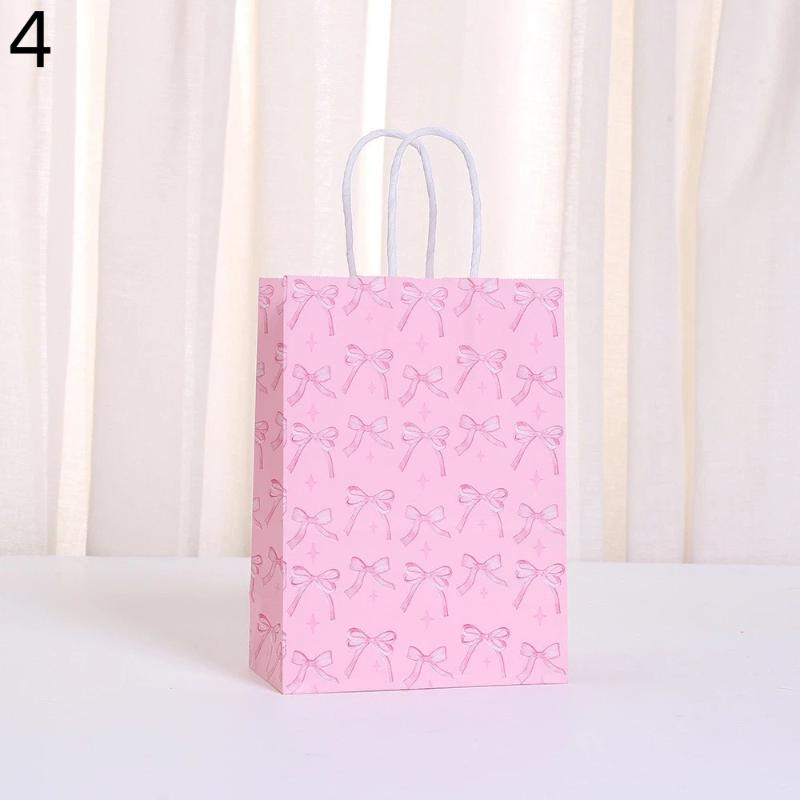 10 szt. Papierowa torba ręczna z nadrukiem słodkich kokardek Torba na prezenty Walentynki Zaręczyny Baby Shower Urodziny Dziewczynki Akcesoria