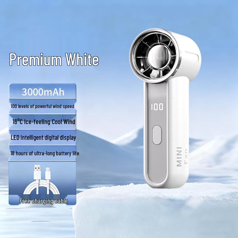

26 New Handheld High-Speed Mini USB Rechargeable Turbine Fan 45.3*45.9*119mm білий