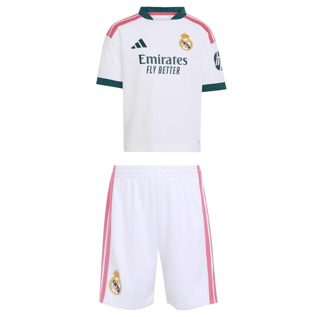 adidas Real Madrid 26/27 Season Home Football Fan Version Moisture-Wicking Quick-Dry 2-Piece Set Kids Sportswear KC3946