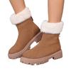 Women's Wide Width Snow Boots, Back Zipper Warm Ankle Boots, Plush Lined Winter Booties for Women