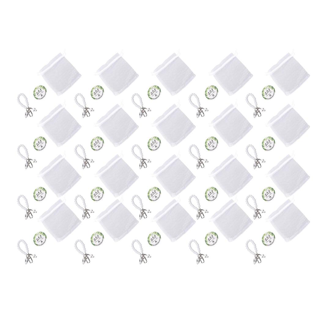 20 Set Pearls Crosses Keychains Multifunctional Pearl Beaded Key Rings for Baptisms Memorial Services Religious